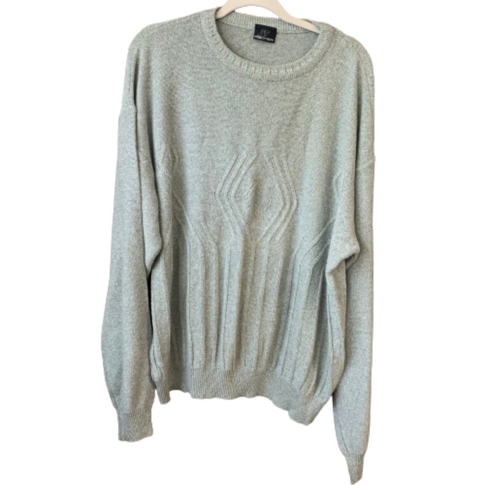 Fischer X-Large Light Gray Ribbed Men's Crewneck Pullover Sweater Sweatsirt EUC